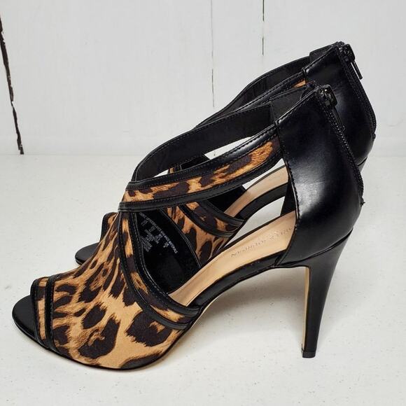 Charles Jourdan Paris Amy Leopard Print Peep Toe Sandals 9.5 - Picture 9 of 10